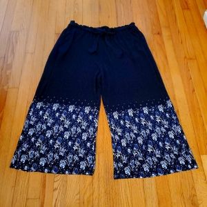 Lularoe Dianne Navy Bohemian Wide Leg Pants 2X NWT